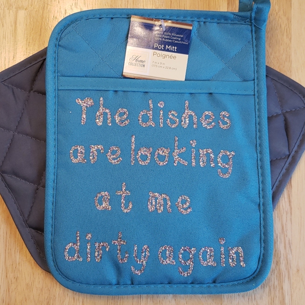 Pocket pot holder set. Gray & Turquoise